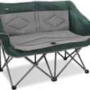 Northroad Folding Loveseat Camping Chair Portable Double Duo Full Padded Garden Chair for 2 Person Sofa w/ 2 Cup Holder,Wine Glass Holder,Mesh Storage,Support 600lbs for Picnic Beach Travel, 35.8 x 20.5 x 39.8 inches
