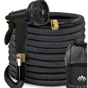 100FT Expandable Garden Hose with 8-Pattern Spray Nozzle – Durable, Flexible, Multipurpose (Black)