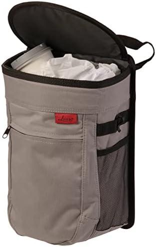 Lusso Gear Spill-Proof Car Trash Can - 2.5-Gallon Gray Round - Easy-Clean Removable Liner & Leak-Proof Design - Hanging Camping Trash Bag Holder & Car Organizer