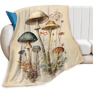 Mushroom Blanket Mushrooms Throw Blankets Plush Cozy Flannel Fleece Ultra Soft Fuzzy Party Blanket Gifts for Girls Women Kids Adult 50"X40"