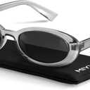 miyya Trendy Polarized Sunglasses Women, Oval Sunglasses for Women Men, Retro Sun Glasses for Women 2024, UV Protection (Silver/Dark Gray)