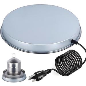Chicken Water Heater For Winter Heated Poultry Waterer Base, With Thermostat And 9.8 Ft Power Cord, Dia.11 In (1PACK, Silver)