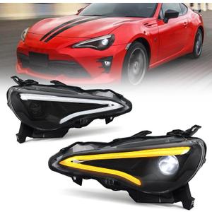 Huray Headlight Assembly for Toyota 86 2012-2021/Subaru BRZ 2013-2021/Scion FR-S 2012-2021, LED Projector Headlamp with Turn Signal A Pair, Plug&Play