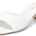 MIRAAZZURRA Heel Mules for Woman Square Open Toe Chunky Block Heel Slip on Heeled Sandals Casual Comfort Party Shoes (Size 6.5, White)