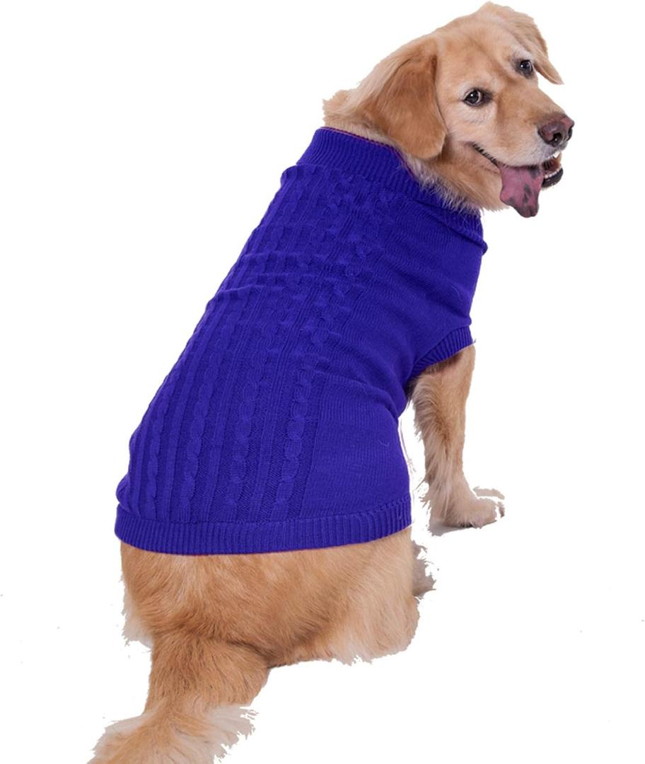 Dog Sweater for Small, Medium, Large Dogs - Warm Winter Turtleneck Pet Clothes for Puppies and Cats - Cute Classic Christmas Coat for Girls and Boys (Dark Blue) XXXL 