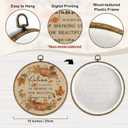 TLESKE Vintage Fall Pumpkin Leaves Round Wall Art Decor Framed 10x10, Beige Autumn Canvas vintage Wall Art Prints Artwork, Thanksgiving Wall Hanging Room Door Decor Decorations for Bedroom Living Room