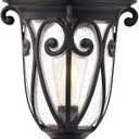 Outdoor Post Light Fixture with Pier Mount, 24 Inch High Vintage Post Lamp for Yard, Antique Bronze Exterior Waterproof Pole Lantern with Seeded Glass Shade, Aluminum, LM0519-M