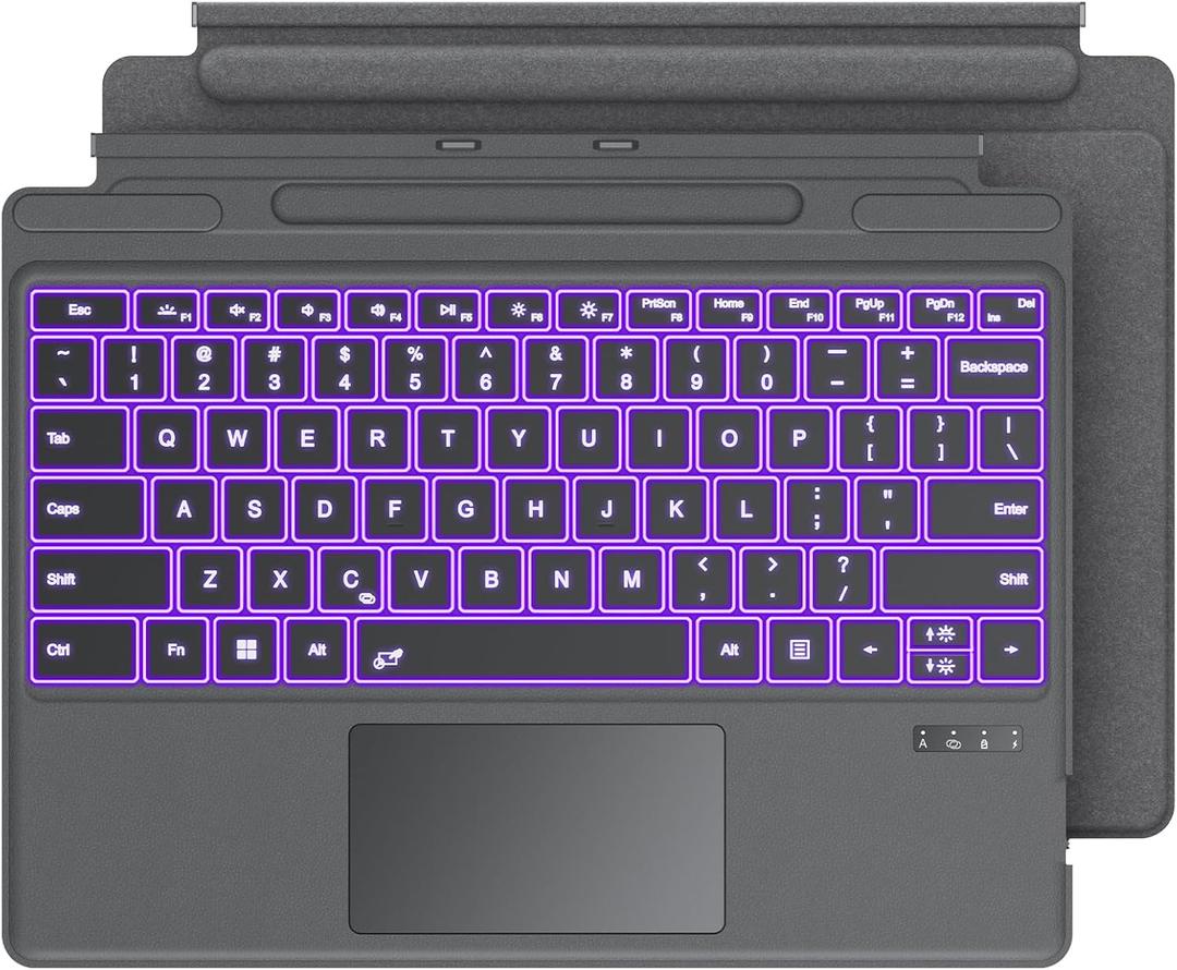 OMOTON Keyboard for Surface Pro 11/10/9/8/X, [13 inch], Bluetooth Type Cover for Surface Pro, 7-Color Backlit, Ultra-Slim Wireless Keyboard with Touchpad & Pencil Holder, Built-in Rechargeable Battery