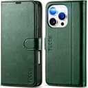 Case Wallet for iPhone 16 Pro, Protective [TPU Shockproof Inner Shell], PU Leather [RFID Blocking] [4 Card Holder] Magnetic Stand Cover Compatible with iPhone 16 Pro 2024, Green