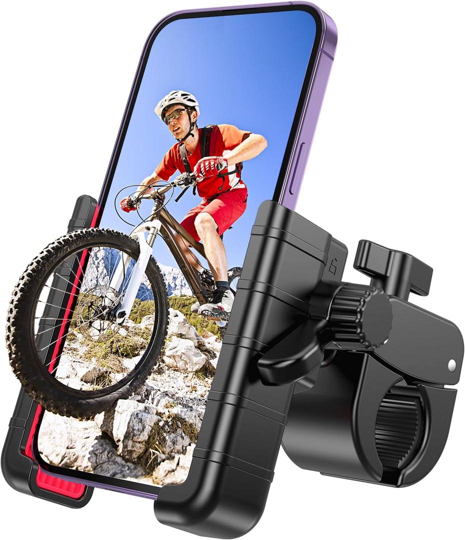 Bike Phone Mount Holder, [Camera Friendly] Motorcycle Phone Mount for Electric Scooter, Mountain, Dirt Bike and Motorcycle - 360 Rotate Suitable for iPhone & Android Smartphones from 4.5-7.0 inches