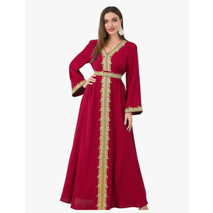 IBAKOM Abaya for Women Floral Lace Ethnic Moroccan Dress Muslim Dubai Attire Islamic Clothes Wedding Eid Ramadan Jalabiya Size Small