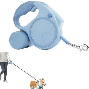 Retractable Dog Fancy Leash with Flashlight and Dispenser, 16 ft Dog Retractable Leash is Perfect for Safe and Comfortable Walking with Your Pet - Suitable for Dogs - Blue