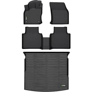 HAFIDI Floor Mats & Cargo Liner Set Fit for 2018-2024 Volkswagen Tiguan All Weather Protection TPE Anti-Slip Automotive Full Set Floor Liners Custom VW Tiguan Accessories - Black