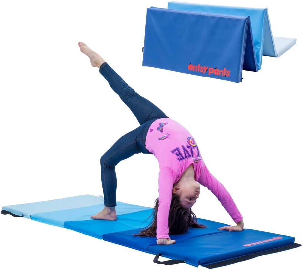 Tumbling Mat  Gymnastics Mat, Easy to Clean, Sturdy, Foldable Tumbling Mat for Kids, Padded, Portable, Carrying Handle, Gymnastics Equipment for Activity Play (Blue Ombre Colors)