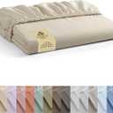 Linen Home 100% Cotton Percale Weave Fitted Sheet, King Size, Ivory, 1 Deep Pocket Fitted Sheet, Fits Mattress Upto 16" Crisp and Cool Strong Bed Linen, 78"X80"+15"