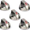 DG64-00473A Upgraded Stove Knob Oven Knobs Replacement Compatible with Samsung Gas Range Oven Stove Part NX58H5600SS NX58H5650WS NX58K7850SS - Top Burner Control Dial Perilla Great Steel 5 Pack