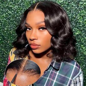 UVVUVV Bob Wig Human Hair Glueless Wigs Human Hair Pre Plucked Pre Cut 180% Density 4x4 HD Lace Closure Body Wave Bob Wigs for Black Women 8 Inch (4x4 Body Wave, 8 Inch)