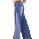VIPONES Women's Wide Leg Jeans High Waisted Strechy Straight Baggy Jeans for Women Trendy Outfits Denim Pants with Patchwork(521,10)