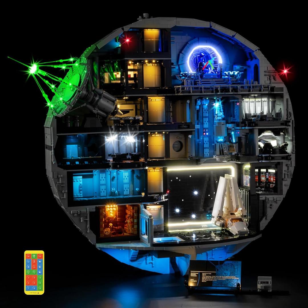 Nitemode RC Light Kit Compatible with Lego 75419 Death Star Building Set | Upgraded Remote Control & Multi-Mode Dimming & Zonal Lighting (NOT Included 75419 Set)