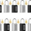 Kenning 10 Pcs Combination Padlock 4 Digit Combination Lock with Keys Locker Resetable Security Outdoor Waterproof Gate Lock for School Sports Gym Locker Employee Fence Case (Silver and Black)