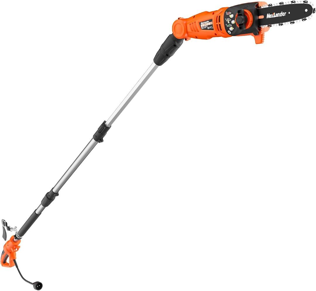 MAXLANDER 8-Inch Electric Pole Saw Corded - 6 Amp Pole Saws for Tree Trimming, 15-Feet MAX Reach Pole Saw, 31ft/s Cutting Speed - Easy Tree Trimming & Tool-Free Setup