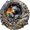 Wooden Puzzles for Adults,Parent-Child Black Bears Wooden Jigsaw Puzzles,Unique Shape Advanced Animal Jigsaw Puzzle for Adults and Kids,Challenge Wooden Jigsaw Puzzle (M-11.6 * 11.6in 262pcs)