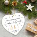 2 x ZAGKOO First Christmas as Grandma and Grandpa Ornament 2025 - Baby Due in 2026 Ornament - New Grandparents Promoted to Grandparents Pregnancy Announcement Ceramic Heart Ornaments