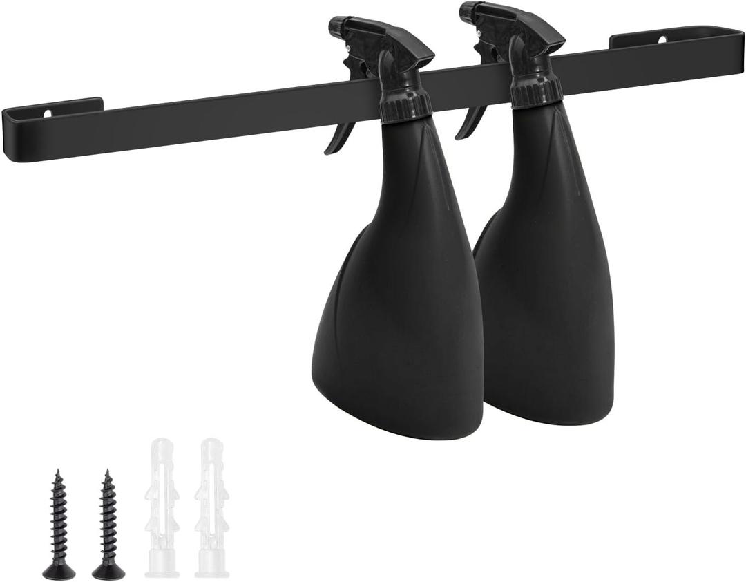 Harhana Spray Bottle Holder 14 Inches Slim Stainless-Steel Wall Mount Hanger for Spray Bottle