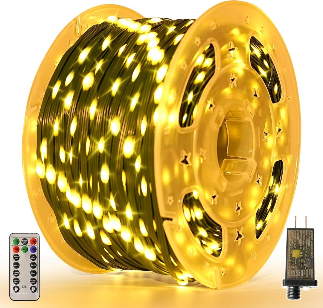Christmas Lights 1200 LED 394 FT, IP67 Waterproof Christmastree Lights with 8 Modes, Remote Control 3 Timers & Memory Function Xmas Decorations for House and Holiday (Warm White)