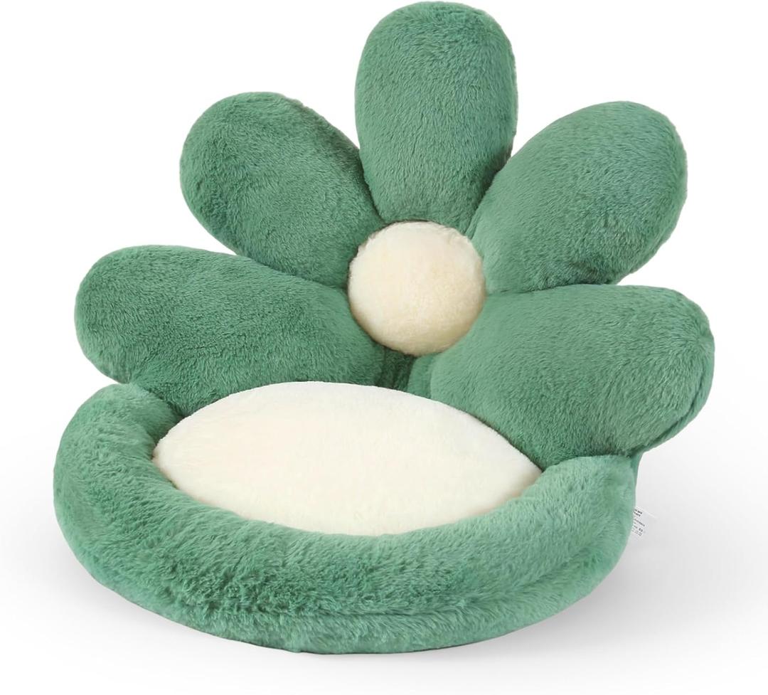 Ditucu Flower Shape Chair Cushion Comfy Kawaii Seat Cushions 19 inch Cute Stuff Pad Lazy Sofa Office Floor Pillow for Gaming Chairs Room Decor Green