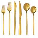 Astercook Silverware Set 48-Piece Gold Flatware Set with Steak Knives Food-Grade Stainless Steel Cutlery Set for 8 Mirror Polished Utensils Set for Home Kitchen Restaurant Valentine's Gift