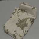 jinchan Tie Up Valance Curtain Floral Linen for Windows Farmhouse 45 Inch Damask Printed Short Window Treatment Adjustable Length for Kitchen Living Room Light Filtering 1 Panel Green on Linen (42"W x 54"L (Pack of 1))