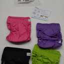 Teamoy 4pcs Washable Female Dog Diapers, Reusable Doggie Diaper Wraps for Female Dogs, Super-Absorbent and Comfortable, Medium (Black+ Purple+ Green+ Rose Red (4pcs))