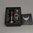 KNODOS Calibrated Espresso Tamper 58mm Walnut, AutoLeveling and 30lb Spring Loaded Design Stainless Steel Ripple Base Coffee Tamper with 20lb / 25lb / 30lbs Replacement Springs (58.3mm)