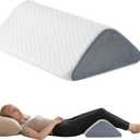 Knee Wedge Pillow 6.3'' for Post-Surgery Recovery-Leg Elevation Support for Sleep Position, Alleviating Lower Back & Hip Pain Enhancing Circulation in Ankles Legs Triangle Pillow with Removable Cover (19.7*14.2*6.3 Inchfor height under 5'3", White & Gray)