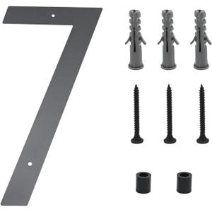 16 Inch Modern House Numbers for Outside Black with Nail Kit, Large Black Metal House Numbers, House Address Numbers for House Address Wall Door Hotel Street Garage Gate (7)