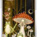 3 x Hippy Frog Yoga Collage Phone Case Compatible with iPhone 15, Mushroom Forest Case for Girl Women Men, Silicone Shockproof TPU Bumper Protective Cover Case for iPhone 15