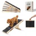 LOVIXA Adjustable Dog Ramp 40.5" Length, 5 Heights 10–24 Inches, Foldable Pet Ramp for Bed & Couch, Solid Wood, Non-Slip Carpet, Portable