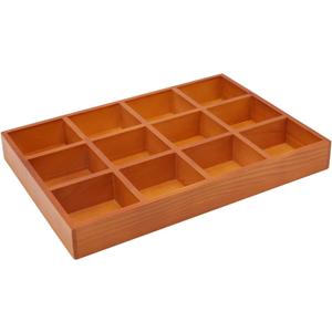 Juvale Wooden Drawer Organizer with 12 Compartments, Divided Tray for Arts and Crafts Supplies, Stationery, Small Items, 12 Grid Sorting Tray, Dark Brown (13.2 x 9.2 x 1.5 Inches) (Cedar)