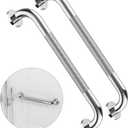 2 Pack 16 Inch Anti Slip Shower Grab Bar Handle, ZUEXT Chrome Stainless Steel Bathroom Grab Bar, Knurled Bathroom Balance Bar,Safety Hand Rail Support,Handicap Elderly Injury Senior Assist Bath Handle