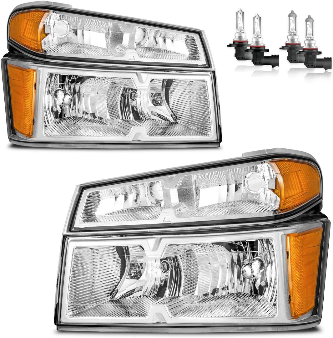 Headlights Assembly for 2004-2012 Chevy Colorado/GMC Canyon, for 2006-2008 Isuzu I-Series Headlamp Replacement Driver & Passenger Side