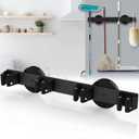 Magnetic Mop Broom Holder, Strong Non Slip Magnetic Broom Mop Hanger, Heavy Duty Magnetic Hooks for Hanging Shovel Rake Tools, Wall Mounted Utility Storage Magnet Rack 4 Rack