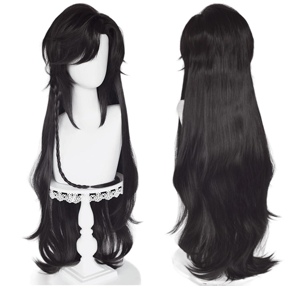 Hua Cheng San Lang Cosplay Wig Anime Black Long Wave Hair for Men Women Chinese Hanfu wig Heat-Resistant Fiber Halloween,Chirstmas,Party,Comic con
