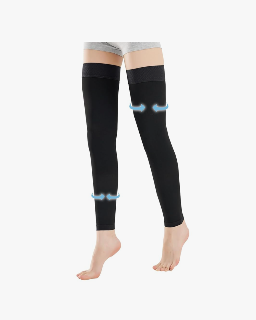 Medical Thigh High Compression Socks Footless for Women and Men (2 Pairs), 15-20 mmHg with Silicone Dot Band, Medical Compression Stockings for Varicose Veins