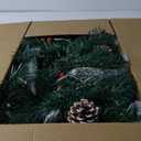 9 ft Pre-lit Christmas Garland Decoration with 50 Warm Lights, Battery Operated Waterproof Artificial Bushy Xmas Garlands, Lighted Bendable Christmas Garland with Timer, Indoor/ Outdoor/ Home/ Fireplace