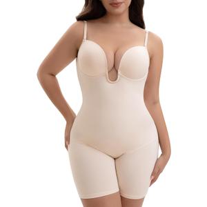 Decorus Backless Shapewear Bodysuit For Women: Low Back Shapewear Tummy Control - Open Back Plunge Body Shaper For Dress XL