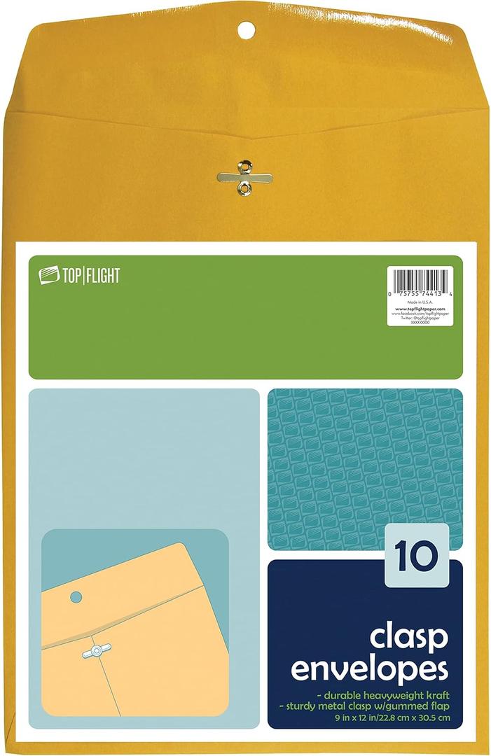 9"X12" Kraft Clasp Envelopes