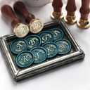 2 x Letter R Wax Seal Stamp Rosemary Initial R Stamp, 2pcs Value Pack Wax Seal Kit with Vintage Rosewood Handle Decorative Gift for Wedding Art Invitations Christmas