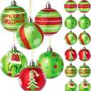 12 Pcs 2.4 Inch Christmas Ball Ornaments for Tree,Red and Green Glittering Hanging Bulbs Pendants for Christmas Tree Decorations