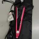 Terviiix Mini Flat Iron Adjustable Temperature, Travel-Size Mini Hair Straightener, Small Flat Irons for Short Hair/Curls Bangs, Ceramic Portable Tiny Hair Curler, Dual Voltage, Auto-Off, Pink, 1/2''